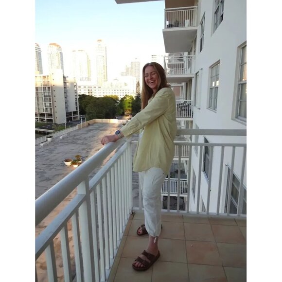 Saunders Yellow Oversized Mini Shirt Dress Size 4 Designer Women’s Casual Style - Picture 8 of 15